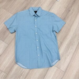 J.Crew men’s short sleeve collared button down polka dot green blue medium